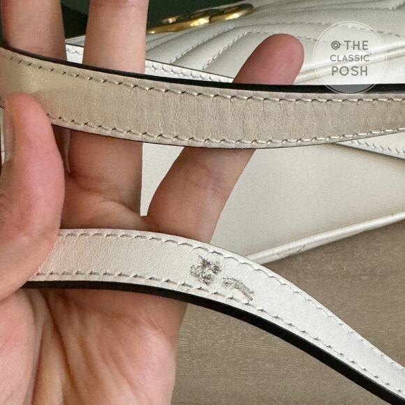 EUC Gucci Marmont Small Camera Bag White Gold HW Crossbody Bag - Picture 13 of 14